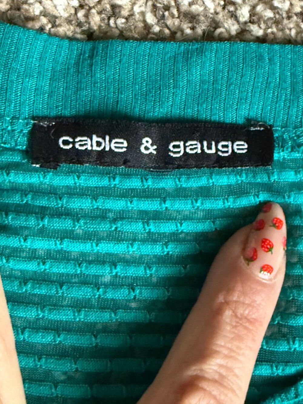 Cable & Gauge Teal Linen Blend Textured Yoke Top – Size M - Picture 6 of 9